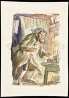 Oliver Twist - original watercolor of Fagin