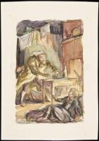Oliver Twist - original watercolor of Fagin and Oliver