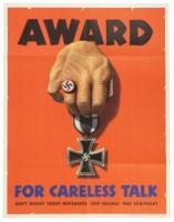 Award for Careless Talk: Don't Discuss Troop Movements - Ship Sailings - War Equipment