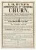 J.H. Bump's Atmospheric Attempering Churn. The subscriber calls the attention of dairymen and all other persons interested in the art of butter making, to this improved atmospheric churn, patented by James H. Bump, of Morris, Otsego County, New-York, the 