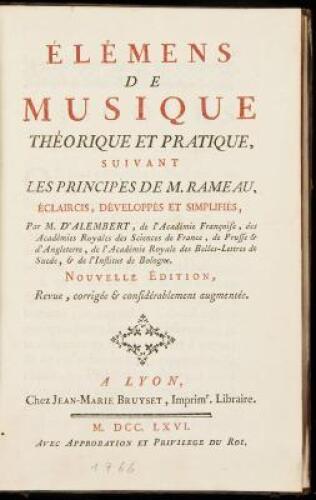 El&eacute;mens de Musique Th&eacute;orique et Pratique, suivant les Principes de M. Rameau, &eacute;clairis, d&eacute;velopp&eacute;es et simplifi&eacute;s