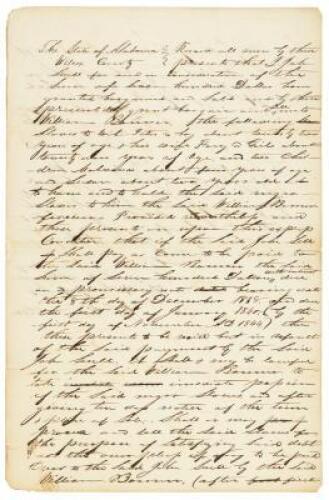 Mortgage document for sale for $700 of a slave family