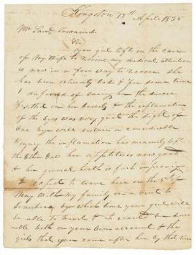 Letter to patrician slave owner Samuel Townsend from a farmer whose wife had cared for one of Townsend&rsquo;s female slaves
