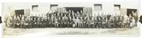 Panoramic photograph of some 89 attendees at the Modesto Cow Congress, a joint convention of the California Creamery Operators Association and the California State Dairy Association