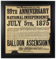 The Celebration of The 99th Anniversary of our National Independence... July 5th, 1875... After which, there will be a grand Balloon Ascension!