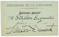 Signed entry ticket to the A&eacute;rodrome de la Condamine