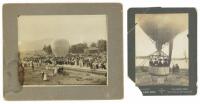 Two albumen photographs of early Western hot air balloon demonstrations