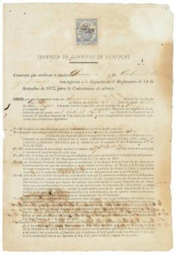 Contract for a Chinese indentured servant/slave in Cuba