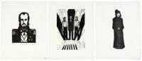 Three woodcuts from the Bohemian Club Grove play Maximillian!