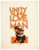 Unity in Our Love of Man silkscreened on reverse of 1970 Camaro advertising poster