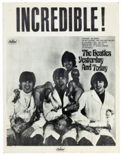 Beatles release poster for Yesterday and Today including the re-called "Butcher" cover image