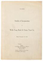 Articles of Incorporation of Wells Fargo Bank & Union Trust Co. Dated, December&nbsp;13, 1923