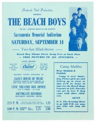 The Beach Boys at the Sacramento Memorial Auditorium - September 14, 1963