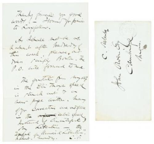 Letter to literary advisor John Owen, about correcting the text of anti-slavery speech