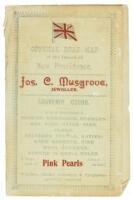 Road Map of the Island of New Providence, Bahamas as promotional advertisement for Joseph Musgrove, Jeweler, selling Pink Pearls, Turtle Shell and (sperm whale?) Ambergris