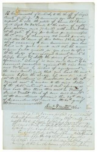 Court document ordering the sale of two slaves