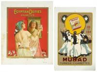 Two untrimmed chromolithograph cigarette signs