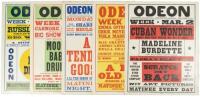 Five posters from Baltimore's Odeon Theater featuring variety acts, pro wrestling, burlesque, comedy etc.