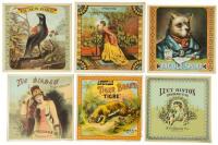 Collection of 64 chromolithograph crate labels for tobacco products