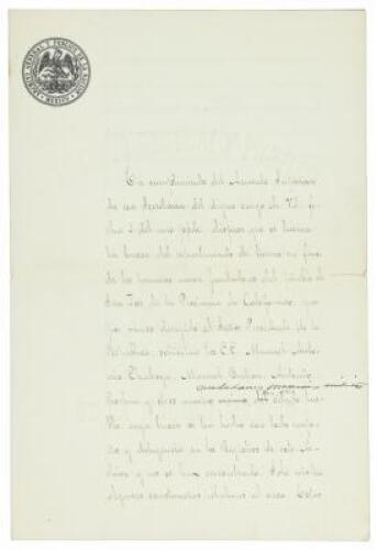 Letter from the Archivo General de la Naci&oacute;n, Mexico regarding records about early settlers of San Jose