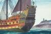 [Three-masted ship with red sails] - 3