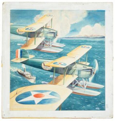 [The Douglas "World Flight" World Cruiser in flight, equipped with floats]