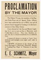 Proclamation by Mayor E.E. Schmitz of San Francisco authorizing police to kill looters following the 1906 earthquake and fire