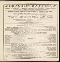 Program from the 1902 Theatrical Production of The Wizard of Oz