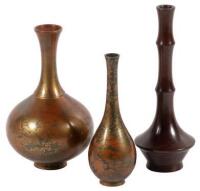 Three Japanese bronze vases