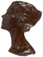 Bronze profile relief of woman