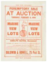 Peremptory Sale At Auction... Marine View Lots. By Order of Mrs. Emma L. Merritt, Executrix of the Estate of Adolph Sutro, Deceased...