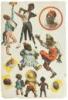 Two sheets with racist color lithographed cut-outs of African American stereotypes - 3