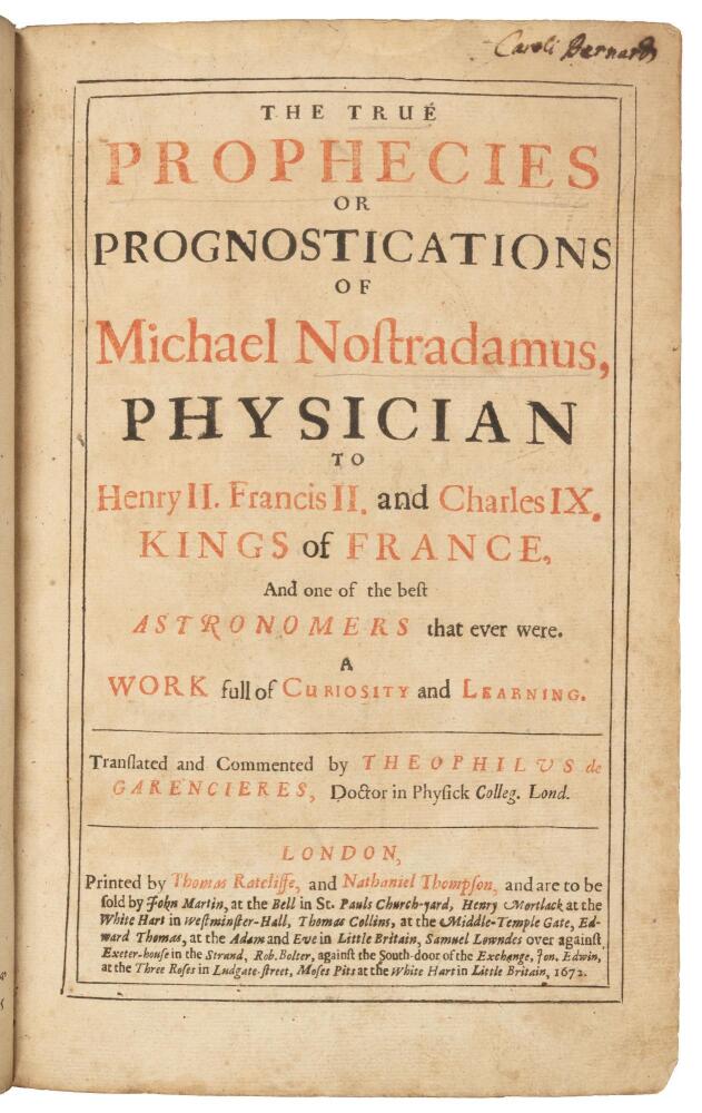 The True Prophecies Or Prognostications Of Michael Nostradamus ...