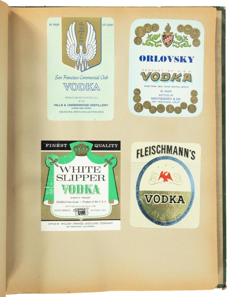 Collection of vodka labels from California