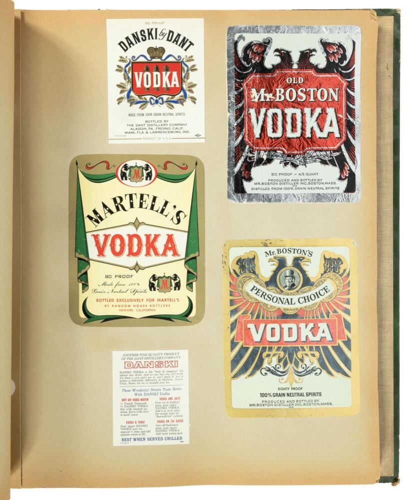 Collection of vodka labels from California