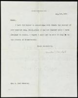 Typed Letter, Signed to Mrs. C. Carr Mosely acknowledging receipt of a song