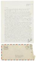 Signed typescript letter by Hunter S. Thompson, 1958