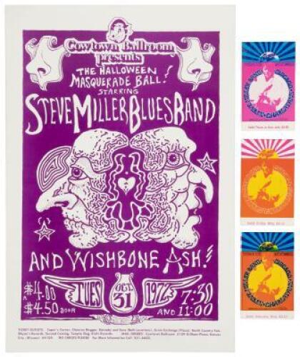 Cowtown Ballroom presents The Halloween Masquerade Ball! Starring Steve Miller Blues Band [with] 3 separate-day tickets from Steve Miller Band concert run at Fillmore West