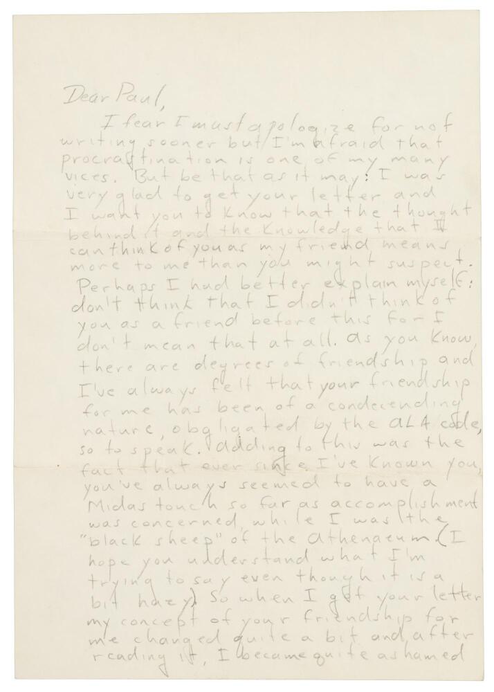 Hunter Letteer Early handwritten letter from Hunter S. Thompson with original envelope ...