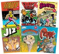 JIZ No. 1, SNATCH Nos. 1, 2 and 3, PORK No. 1, and GJDRKZLXCBWQ COMICS No. 1 * Lot of Six High-Grade Underground Digest-Size Comix