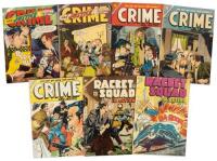 CRIME AND JUSTICE Nos. 7, 14, 17, 18 and 20 [and] RACKET SQUAD IN ACTION Nos. 8 and 10 * Lot of Seven Charlton Crime Comic Books