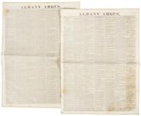 Two newspapers on the fall of the Alamo from the Albany Argus