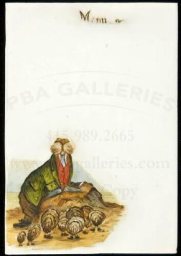 Six Hand-Painted Alice in Wonderland Porcelain Plaques used as menu cards at Tenniel family dinners