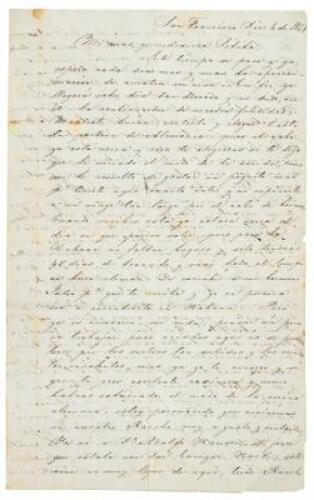 Handwritten letter from Eduardo Behn in San Francisco to his wife in Germany