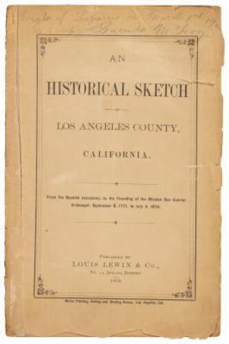 An Historical Sketch of Los Angeles County, California