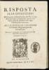 WITHDRAWN Risposta alle Opposizioni del S. Lodovico delle Colombe, e del S. Vincenzio de Grazia, Contro al Trattato del Sig. Galileo Galilei, delle cose che stanno s&ugrave; l'Acqua, &ograve; che in quella si muouono. All'illvstriss. Sig. Enea Piccolomini Aragona, Sign