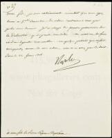 Manuscript Letter Signed Napole, to his adopted son Prince Eugene Napoleon