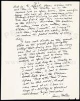 SOLD BY PRIVATE TREATYThe Theatre - 15 page holograph manuscript, signed