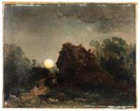 Full moon over a cottage