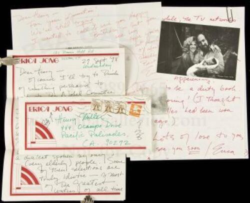 SOLD BY PRIVATE TREATYThree autograph letters signed and 1 card from Erica Jong to Henry Miller